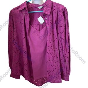 Sundance Magenta Eyelet Blouse and Tank Set